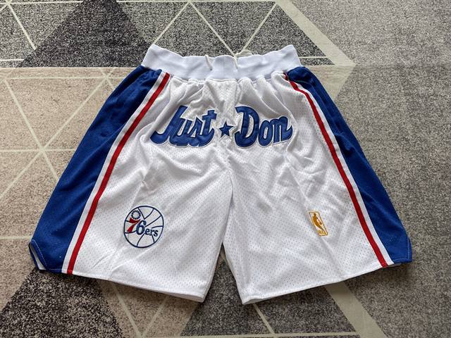 90（款号K50）【顶级刺绣版本】 实拍图 Mitchell &Ness X Just Don联名费城76人队24赛季 复古高街刺绣球裤 篮球短裤 Just D