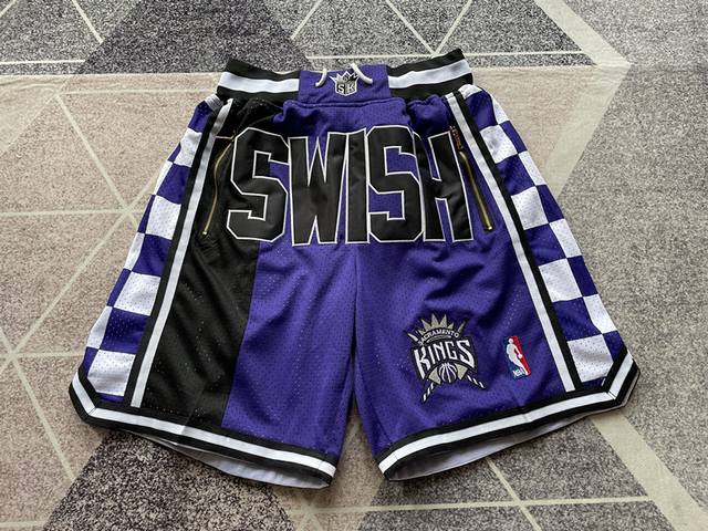 90（款号K67）【顶级刺绣版本】 mitchell &Ness X Just Don联名国王刺绣球裤 篮球短裤 just Don Nba 球队球裤系列单品 -