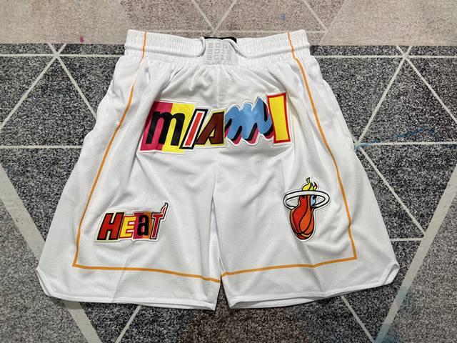 90（款号K44）【顶级刺绣版本】 just Don Nba Miami Heat Team Shorts 贾斯顿 Nba 迈阿密热火队23赛季 刺绣球裤 篮球
