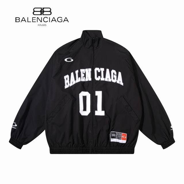 220【原单】款号：Bl005 【上新】Balenciaga* 巴黎世家 25Ss 复古篮球字母印花拉链长袖夹克外套- bal 25Ss足球运动夹克 赋予夹克轻
