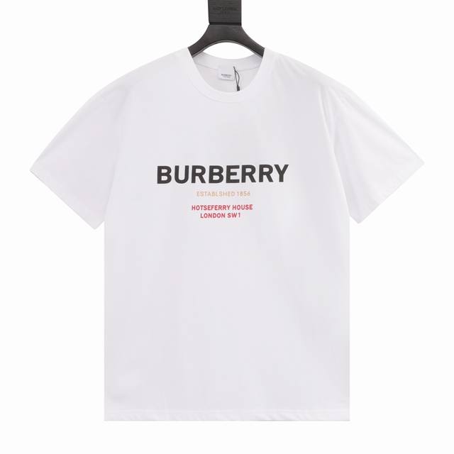 p120 burberry/巴宝莉 字母徽标印花圆领短袖 春夏新款Logo印花情侣短袖 经典耐看，时尚精简的一款标语T 无多余花里胡哨，随意搭配感受英式风格的独