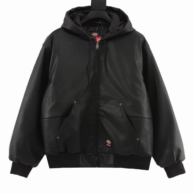 470 supreme X Dickies 联名款 Fw24 Week16 Hooded Leather Work Jacket 荔枝纹皮质夹克 supreme