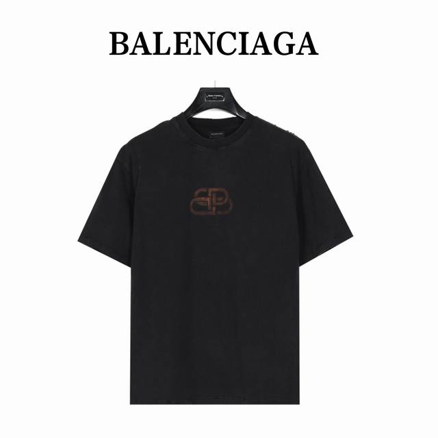 本地自取200（支持放店） balenciga/巴黎世家 25Ss 重磅炒雪花破洞锁扣印花短袖T恤 不规则字母前后锁扣数码直喷 极为重工 重磅280G精梳棉面料