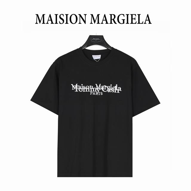 本地自取180（支持放店） maisonmargiela/马吉拉 联名Tommycash刺绣Logo圆领短袖T恤 重磅精梳280G纯棉双纱面料 百灵达万针刺绣工