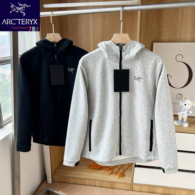 p230 arc‘Teryx/始祖鸟高品质春季 落肩宽松 连帽拉链卫衣 开衫帽衫男女同款 情侣款冲锋衣外套 设计灵感： 拼接帽子，网格拼接设计，时尚美观透气舒追