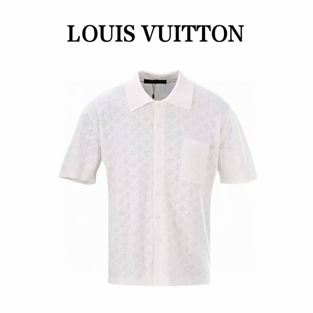 本地自取260 louis Vuitton Lv 镂空暗纹短袖衬衫 正品12499购入，采用32支精疏高稔棉纱，进口立Rieter12针织机织造，镂空提花，毛料
