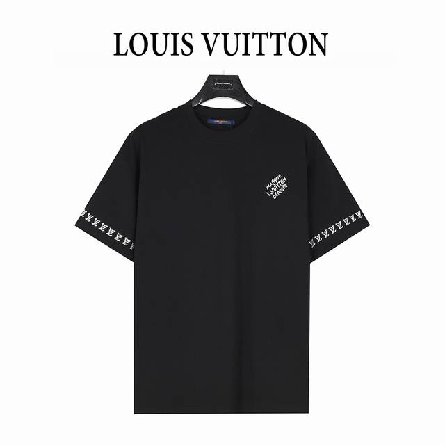 本地自取160 louis Vuitton/路易威登 25Ss 袖子Logo极简字母刺绣短袖T恤 面料采用高克重280G重精梳棉，定制1:1螺纹，面料舒适亲肤无