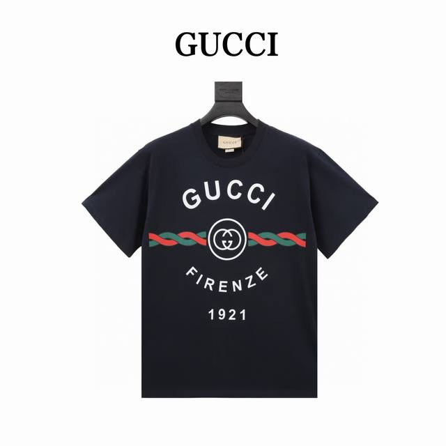本地自取140 gucci/古奇 麻花腰带Logo短袖T恤 定织高克重针织棉，21支有机麻棉混纺面料，原身布切捆条做罗纹，原版定染颜色，前幅丝网台板手工印花，3