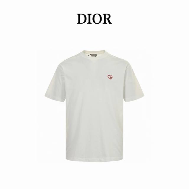 本地自取160 dior/迪奥 24Ss 七夕限定爱心刺绣短袖 棉质平纹针织面料、对色定染灰光浅蓝色、胸前饰以Cd Heart 刺绣、立体罗纹圆领 定制三标辅料