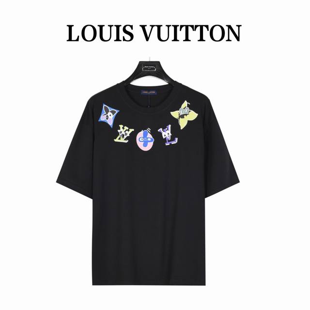 本地自取160 louis Vuitton 路易威登 Lv 24Ss 卡通图标短袖T恤 面料采用定制240G 26支特滑双股精棉平纹高密无尘全棉布料。前幅高密度