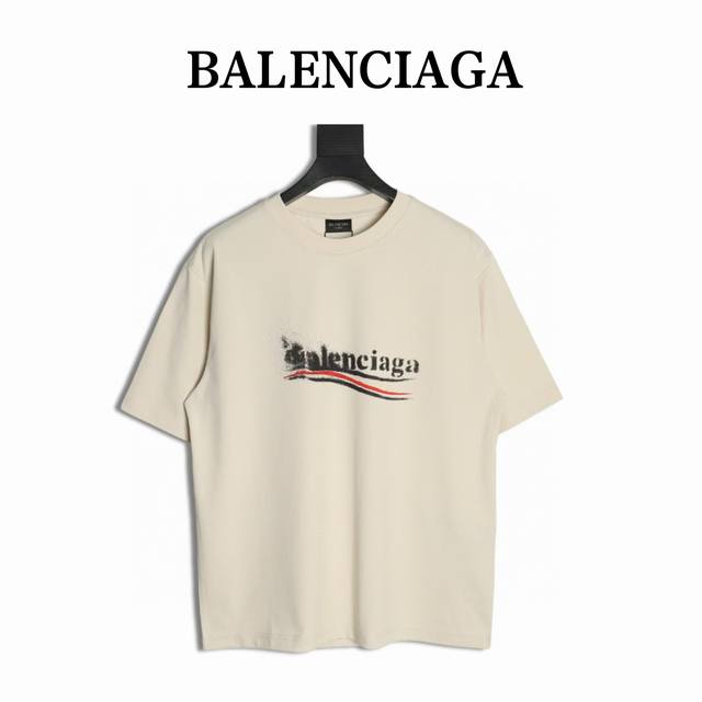本地自取180 balenciaga 巴黎世家 24Ss模糊可乐印花短袖T恤 面料采用330克平纹32支双股双纱紧密赛络纺进口“福原”牌大圆机织造而成，双面做蚀