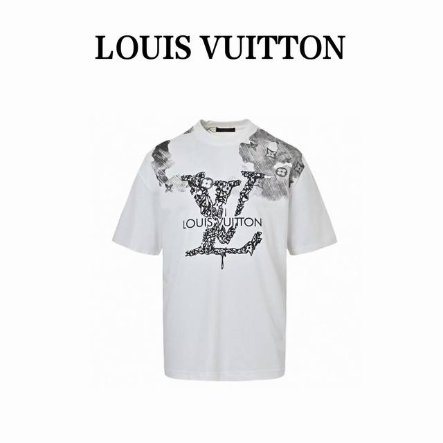 本地自取170 louis Vuitton/路易威登 水墨晕染字母印花短袖 定制240克同缸染面料 手感非常舒服 春夏最新砖柜同步 Os落肩版型 时尚又个性 超