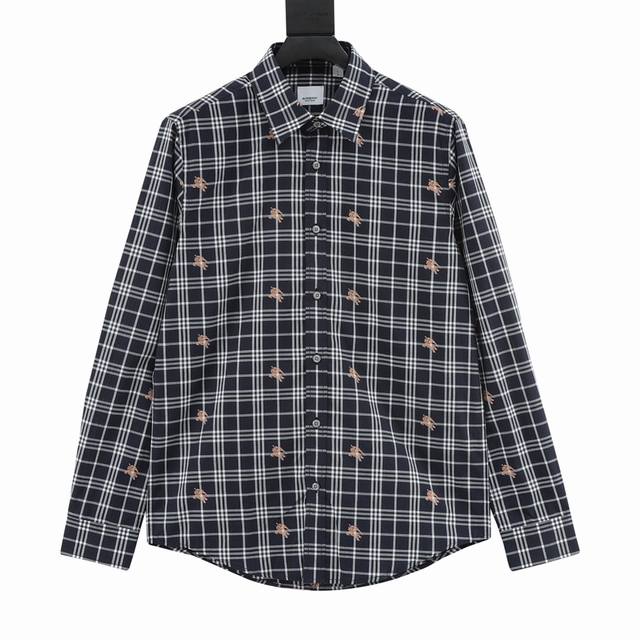 p 290 burberry/巴宝莉 满印战马格纹长袖衬衫 定制原版一致20支精梳棉单线纱，纱线全部订染，最终确定织法，无论是格型大小线条粗细均达到Y版水平并且