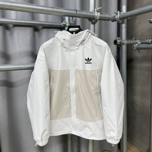 210 Adidas 阿迪达斯 撞色拼接 连帽冲锋衣 外套 24Ss春季新款上新 正品购入1:1复刻还原. 定制 高品质小格子 牛津面料 防泼水 防风 内里做的
