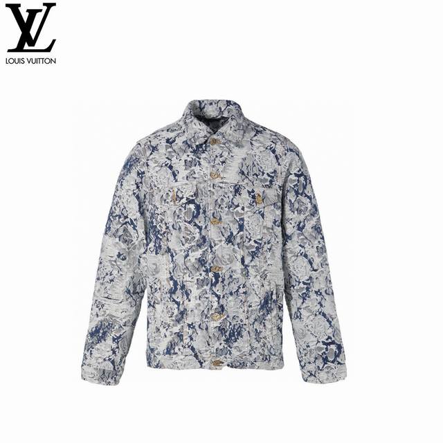 本地自取 360 louis Vuitton路易威登 24Fw 雪花流苏牛仔外套 特种牛仔进口机器车缝 + 前胸对位开袋 定制Logo 特定电镀纽扣！！高端定制