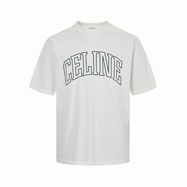 本地自取：160 celine/赛琳 24Ss 弧形字母印花短袖 采用280克40支精梳棉面料制成，且经由水洗后面料手感顺滑，不易缩水变形，不易褪色，质感满满。