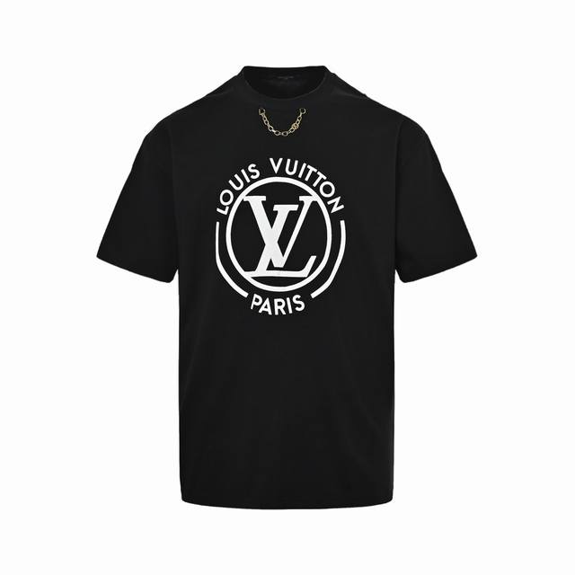 本地自取：170 louis Vuitton/路易威登 25Ss 字母印花链条短袖 采用300克双股双纱全棉面料，手感更加舒适.亲肤透气不起 球！定制对色螺纹