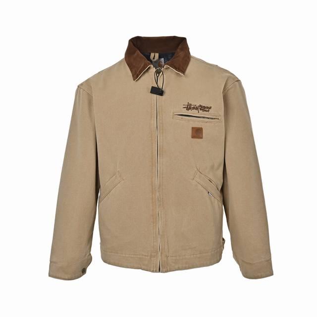 本地自取：390 carhartt & Stussy 24Fw J97联名款复古夹克外套 16Oz重磅砂洗面料 经水洗、褪色、调色等多道工艺处理 既保留帆布耐磨