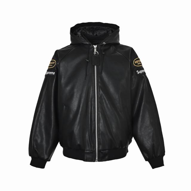 本地自取: 490 supreme & Dickies 联名款荔枝纹皮质夹克 Travis Scott同款 面料：仿真皮材质 复合内衬硬挺有型 衍缝缎面斜纹薄棉