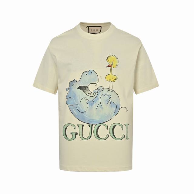 本地自取：160 gucci/古驰 趣味卡通系列印花短袖 面料采用32支双纱240克重精梳棉，定制32支1*1螺纹，成衣两遍水洗处理，面料舒适亲肤无异感，定制定