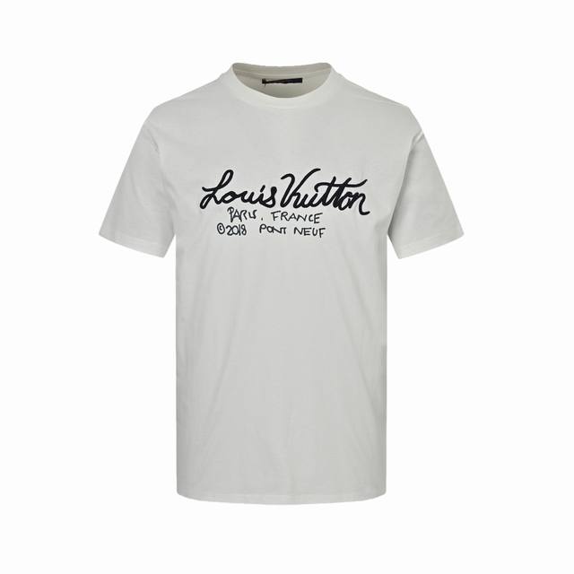本地自取: 170 louis Vuitton/路易威登 25Ss 签名刺绣印花短袖 正品6994购入，采用16支双股精疏麻棉290克面料，2*2双纱拉架罗纹，