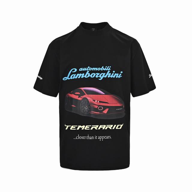 本地自取：180 balenciaga/巴黎世家 兰博基尼赛车短袖 原版购入，采用特定重磅16S230G精棉平纹针织定染对色面料，定织十字拉架罗纹对板同缸染色确