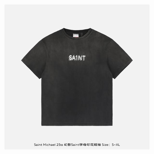 本地自取：230 saint Michael 25Ss 幻影Saint字母印花短袖 整体面料选用260克100%纯棉16织双纱汗布面料，圆筒无侧缝面料，螺纹选用