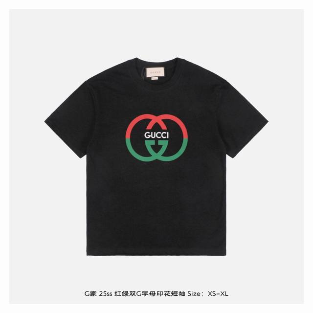 本地自取：180 gucci/古驰 25Ss 红绿双G字母印花短袖 面料采用260克重精梳棉，定制32支1*1螺纹，成衣两遍水洗处理，面料舒适亲肤无异感，定制定