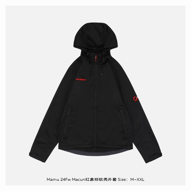 本地自取：390 mammut/猛犸象 24Fw Macun红象标软壳外套 采用Mammutsoftech Tm弹性软壳面料，一体式弹性拇指环，不仅耐脏防泼水，