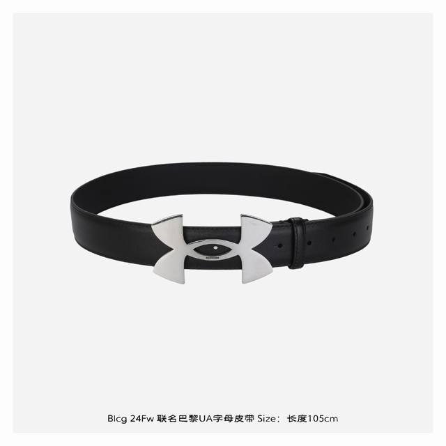 本地自取：420 balenciaga/巴黎世家 24Fw 联名巴黎Ua字母皮带 -产品得物鉴定结果：高危存疑 皮带整条用的都是真皮材质，外内两层皮料不一样，整