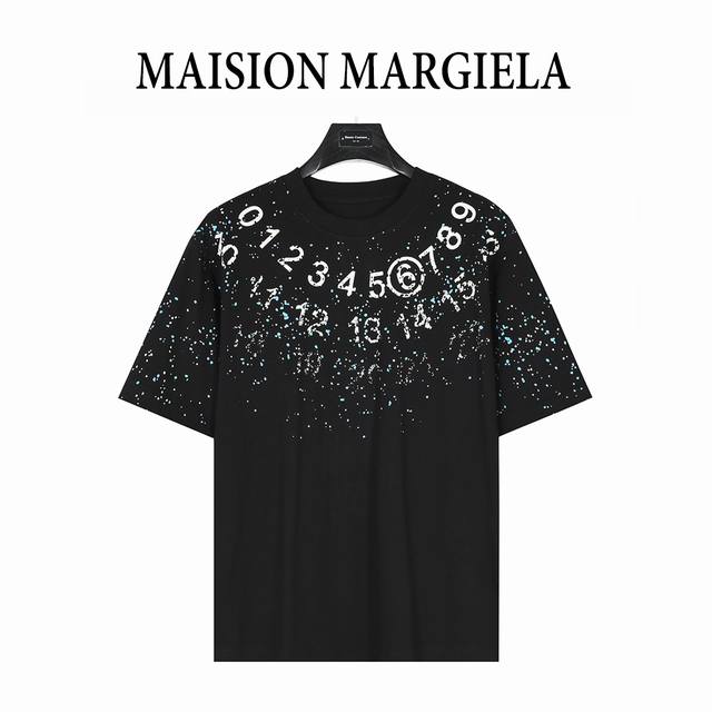 本地自取180（支持放店） maisonmargiela/马吉拉 数字泼墨斑点印花短袖T恤 重磅精梳260G纯棉双纱面料 数码3D直喷 螺纹定织定染通肩拉条工艺