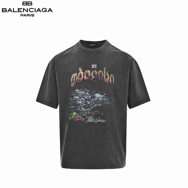 本地自取：180 balenciaga/巴黎世家 25Ss格鲁吉亚水洗做旧短袖 面料采用进口机器织造而成，布面纹路的独特性创造出完美的成衣效果 面料采用净布26