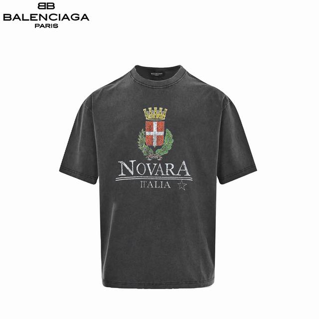 本地自取：180 balenciaga/巴黎世家 25Ss 裂纹皇冠做旧短袖 面料采用进口机器织造而成，布面纹路的独特性创造出完美的成衣效果 面料采用净布260