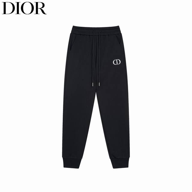 本地自取：260 dior/迪奥 24Fw前后绣花Logo长裤 秋冬系列 男士休闲抽绳束脚裤 休闲卫裤 贸易公司渠道订单，官网专柜在售系列，秋冬裤装常青系列，业
