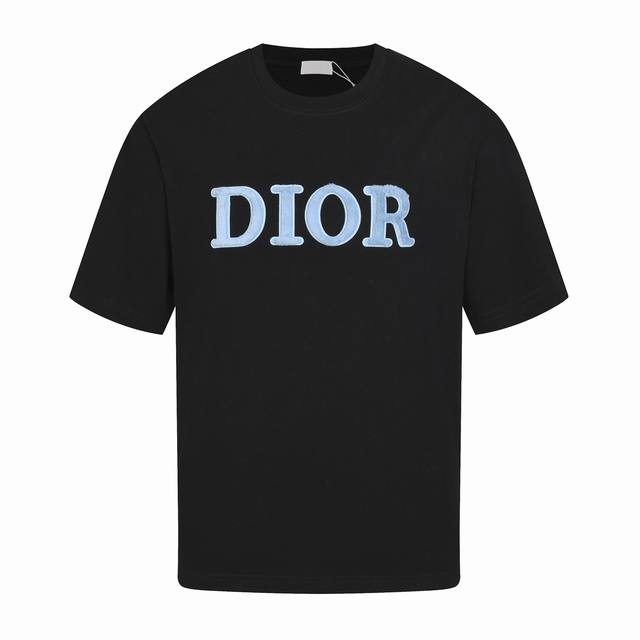 本地自取170 dior 迪奥25Ss春夏刺绣字母植绒短袖 设计标识官方同步原版开模时尚个性百搭潮流纯原品质原版32支280克洗水面料吊牌领标水洗麦 三标齐全