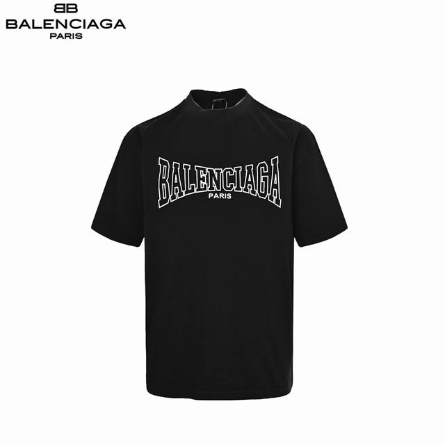 本地自取: 160 balenciaga/巴黎世家 25Ss 破裂纹字母Logo印花短袖 高克重 独家定织定染布料 质感柔软舒适 印花工艺 重工磨破 洗水做旧