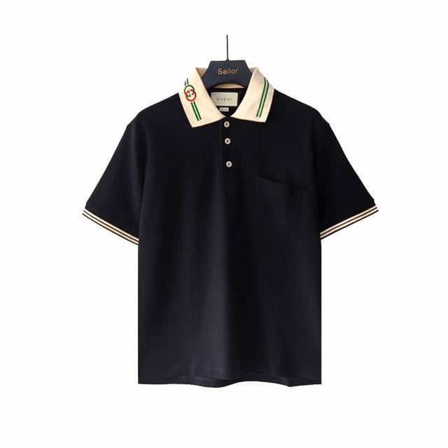 本地自取 200 实拍细节图+尺码表 gucci/古驰 领口刺绣Logo Polo衫短袖 采用60支双股230克重棉氨混纺双面珠地面料，原版拆解纱线分析，订织蜂