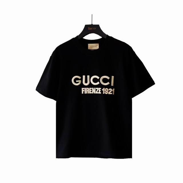 本地自取 140 实拍细节图 +尺码表 gucci/古驰 24Ss1921刺绣字母圆领T恤 选用客供定制针织100%纯棉面打造,面料手感细腻，厚实有质感的纯棉布