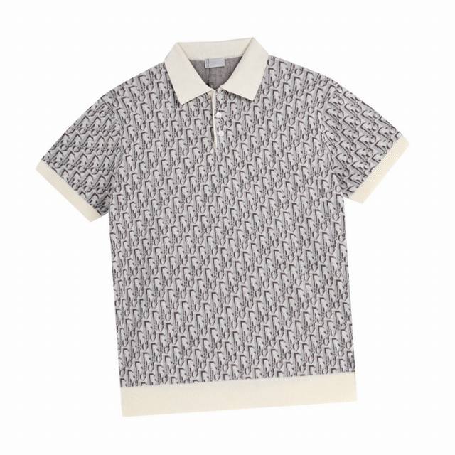 200 迪奥/Dior 春夏新款 满印字母提花针织短袖Polo衫 采用德国进口施托尔毛织机制成 通体标志性的 Oblique 印花 直筒剪裁 定制同面料底色蓝色