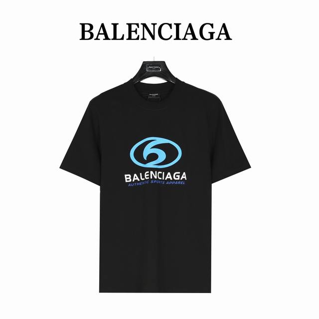 本地自取170（支持放店） balenciaga/巴黎世家 24Ss 蓝色微标龟裂印花短袖T恤 新款洗水磨破标识图案短袖T恤 标准的印花技术，纯棉柔软面料， 对