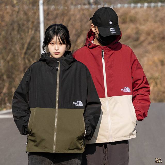 p210 北面The North Face 独家实拍上新春季高品质刺绣Logo拼接撞色冲锋衣风衣连帽即可外套，本季主打，货源充足，放心主推，高端品质，经典设计，
