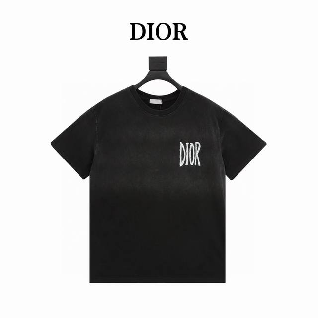本地自取170 dior/迪奥 水洗草写字母印花圆领T恤 定制高克重 针织棉面料精心制作，手感特别的扎实，质感拉满，松软细腻上身舒适，优越的吸湿排汗性能，不闷热