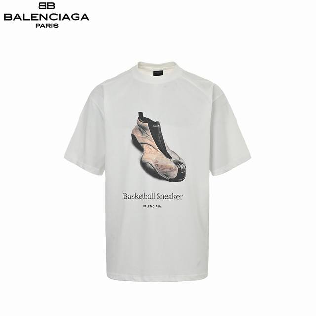 本地自取: 170 balenciaga/巴黎世家 25Ss 鞋履印花短袖 官网品质 早春夏季最新巴黎世家单品 简约却不失奢潮范儿 采用32支足纱双265克纯棉