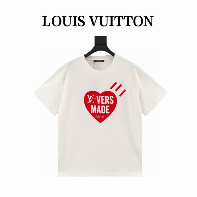 本地自取160 louis Vuitton/路易威登 爱心植绒印花短袖 定制Yb原生全棉材质 透气舒适 质感十足 宽松T恤裁剪 凸显品牌格调 采用克重纯棉制成