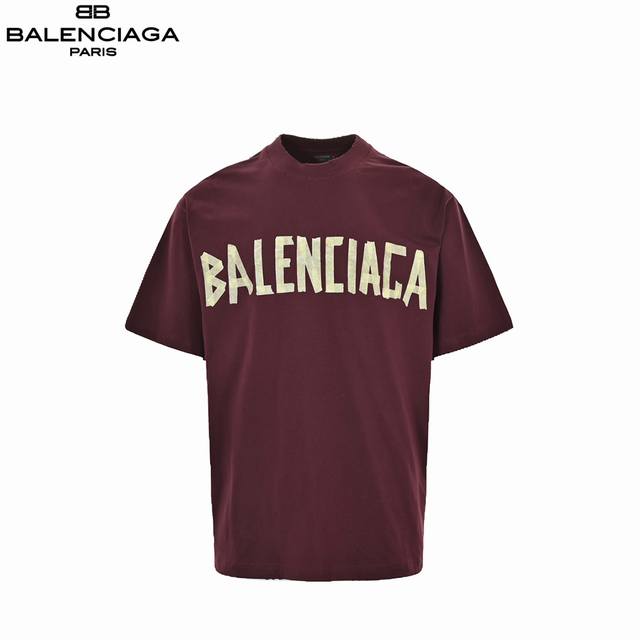 本地自取：170 balenciaga/巴黎世家 做旧水洗胶带Logo短袖 采用32S/1*2精棉双纱平纹，260克；搭配32S/1*2精棉双纱1*1罗纹，32