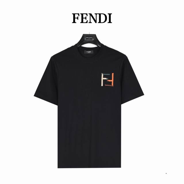 本地自取170（支持放店） fendi/芬迪 双F撞色Logo刺绣短袖T恤 采用定制定染高克重240精梳棉原版面料， 1-1工艺制作，合身版型，男女同款，区别市