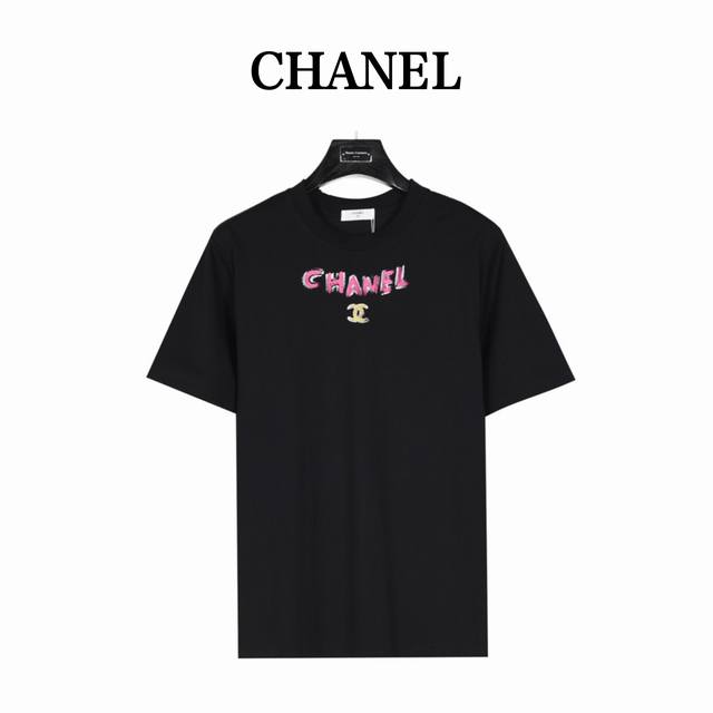 本地自取170（支持放店） chanel/香奈儿 手绘手表盘涂鸦短袖T恤 定制50支精紧棉纱、活性染色，重固色、爽滑手感面料洗水做预缩、 胸前彩色手绘涂鸦Log