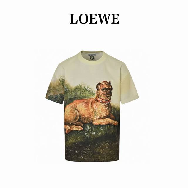 本地自取200 loewe/罗意威 25Ss 水彩贝灵顿犬短袖 官网在售新款 面料采用双纱双面 洗水后230克 印花采用全身数码直喷工艺，做工繁琐复杂，面料都经