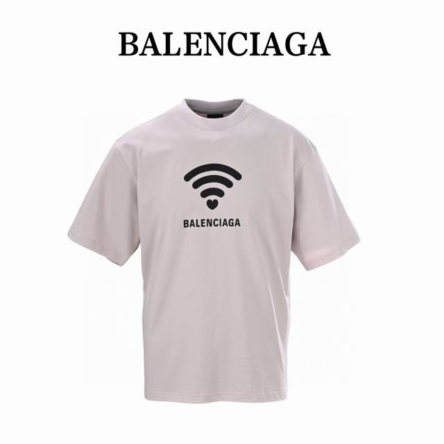 本地自取160 balenciaga巴黎世家Blcg 520 Wifi信号大廓形短袖T恤 采用260G16S精棉平纹 1*1,300G罗纹。按原版定染白色，紫黑