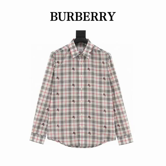 本地自取 290 burberry/巴宝莉 满印战马格纹长袖衬衫 定制原版一致20支精梳棉单线纱，纱线全部订染，最终确定织法，无论是格型大小线条粗细均达到Y版水